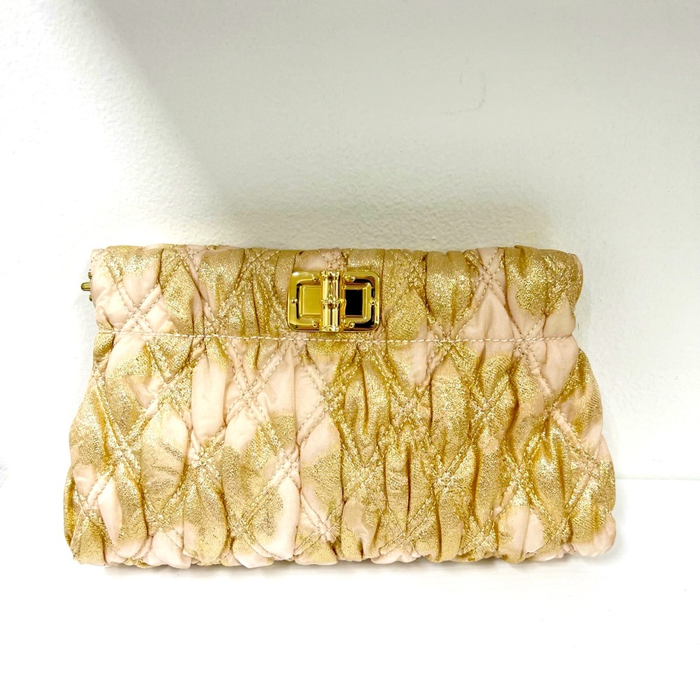 New Chancey Quited Metallic Gold Clutch Purse Lilly Pulitzer